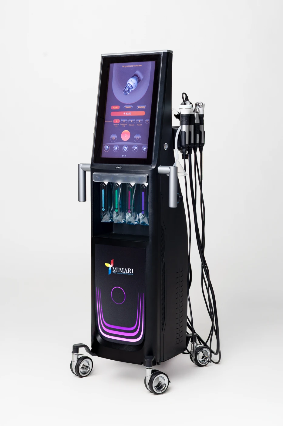 Derma Spectrum — widok urządzenia pod kątem z podświetleniem LED